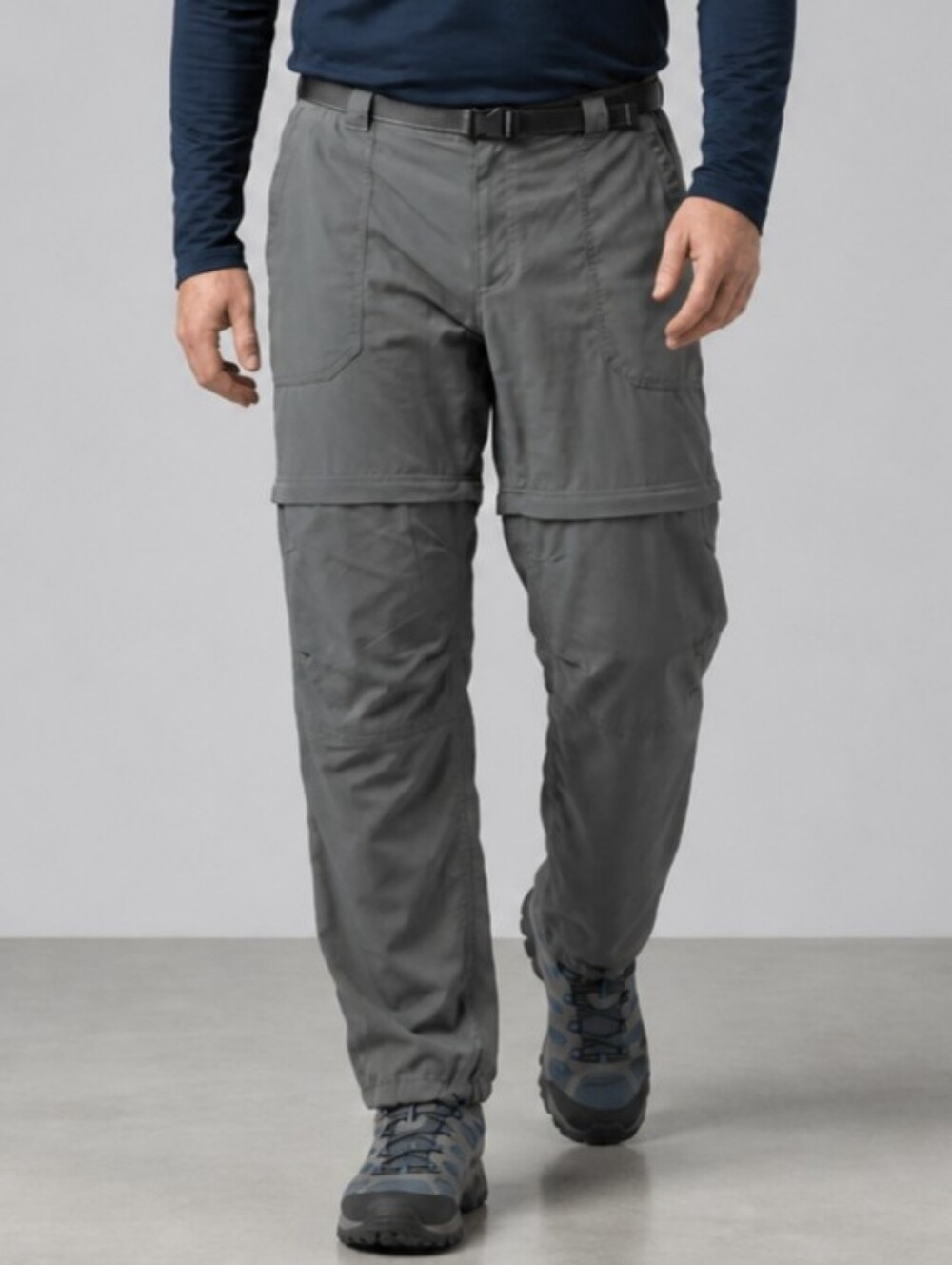 L.L.Bean Pants Mens XL Reg Gray Convertible Nylon Cargo Ripstop Utility Outdoor